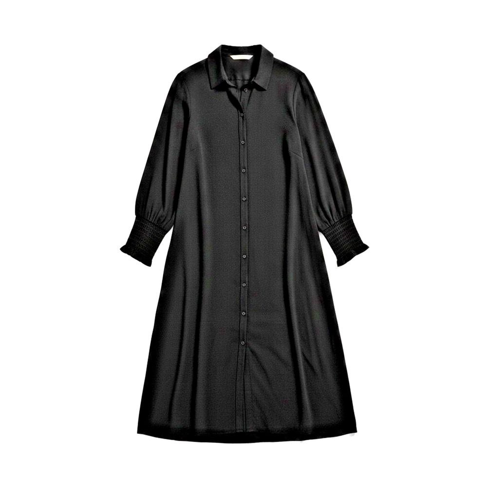 NWT Soya Concept Black Button Up Maxi Shirt Dress Duster XS Scandi Minimalist - Picture 3 of 10